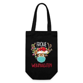 Frohe Weihnachten wünscht Rudolf mit der Maske - Geschenkbeutel für Flaschen - Schwarz - Vorne
