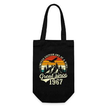 Einzigartig seit 1967 - Geschenkbeutel für Flaschen - Schwarz - Vorne