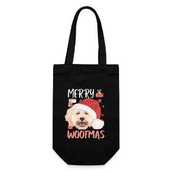 Pudel Frohe Weihnachten - Geschenkbeutel für Flaschen - Schwarz - Vorne