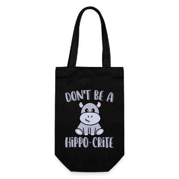 Don't Be A Hippo-Crite Funny Cute Hippopotamus - Gift Bag for Bottles - black - Front