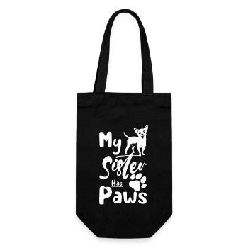 My Sister has paws chihuahua - Gift Bag for Bottles - black - Front