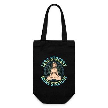 Less Stressy More Stretchy Yoga Meditation - Geschenkbeutel für Flaschen - Schwarz - Vorne