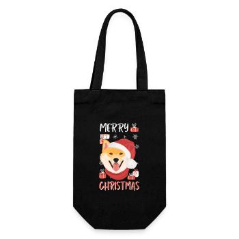 Shiba Inu Merry Christmas - Gift Bag for Bottles - black - Front