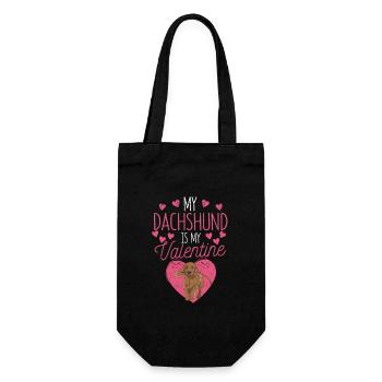 Chiot Saint-Valentin Amoureux des chiens Mon teckel est - Sac à bouteille - noir - Devant