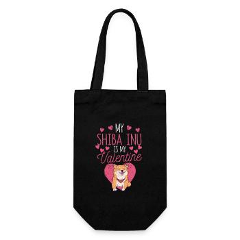 Mein Shiba Inu ist mein Valentine Welpe Valentin - Geschenkbeutel für Flaschen - Schwarz - Vorne