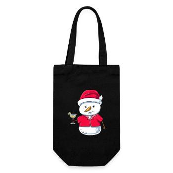 Schneemann Xmas - Geschenkbeutel für Flaschen - Schwarz - Vorne