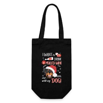 Rottweiler vin chaud Noël - Sac à bouteille - noir - Devant