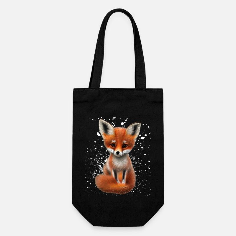 Fox Hand Painted Fox Puppy - Sac à bouteille - noir