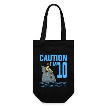 Sea Animals Birthday Kids Shark 10th Birthday - Gift Bag for Bottles - black - Front
