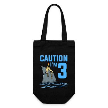 Sea Animals Birthday Kids Shark 3rd Birthday - Gift Bag for Bottles - black - Front