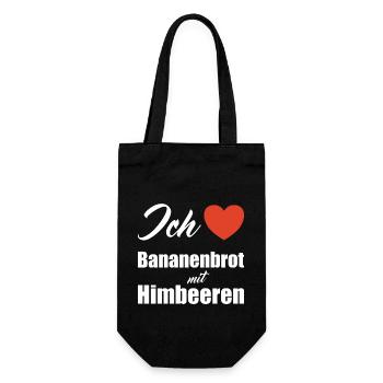 Ich liebe Bananenbrot mit Himbeeren - Geschenkbeutel für Flaschen - Schwarz - Vorne