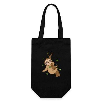 Sloth on the tree Nature lazy chilling - Gift Bag for Bottles - black - Front