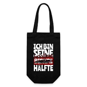 Ich bin seine Besoffene Hälfte Paarshirt Paardesig - Geschenkbeutel für Flaschen - Schwarz - Vorne