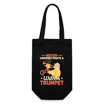 Never Underestimate A Girl With A Trumpet Player - Geschenkbeutel für Flaschen - Schwarz - Vorne