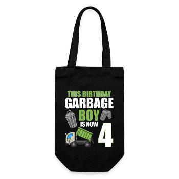 Garbage Truck Birthday Kids Boy 4th Birthday Party - Gift Bag for Bottles - black - Front