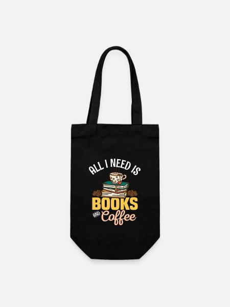 All I Need Is Books And Coffee Book Lover Reading - Geschenkbeutel für Flaschen - Schwarz