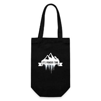 IT'S POWDER TIME - Ski Snowboard Freeriden - Geschenkbeutel für Flaschen - Schwarz - Vorne