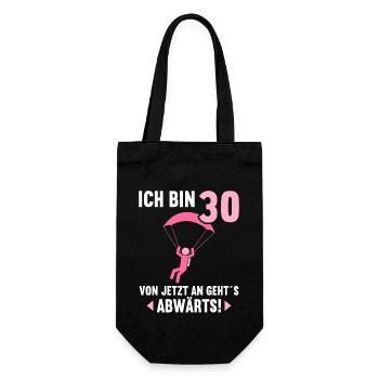 Ich bin 30 Ab jetzt gehts abwärts 30 Geburtstag - Geschenkbeutel für Flaschen - Schwarz - Vorne