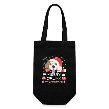 Beagle Weihnachtsmarkt - Geschenkbeutel für Flaschen - Schwarz - Vorne