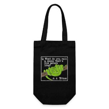 Python Schlange Pithon Pi Tag Symbol lustig Mathe - Geschenkbeutel für Flaschen - Schwarz - Vorne