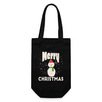 Merry Christmas Snow - Geschenkbeutel für Flaschen - Schwarz - Vorne