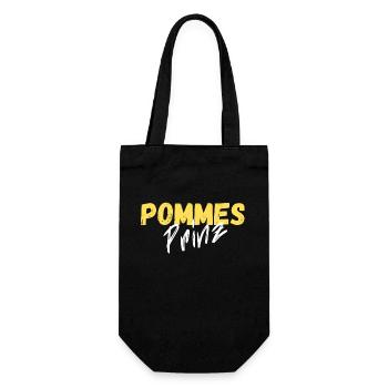 Pommes Prinz Fritten Kartoffel Geschenk - Geschenkbeutel für Flaschen - Schwarz - Vorne