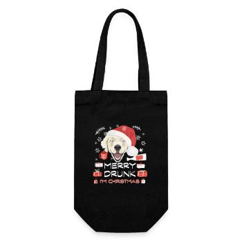 Golden Retriever Christmas Market - Gift Bag for Bottles - black - Front