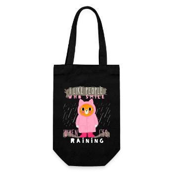 Cat in the rain, raincoat, rubber boots, saying - Gift Bag for Bottles - black - Front