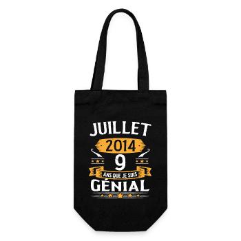 Juli 2014 9 Jahre Ich bin ein tolles Geschenk - Geschenkbeutel für Flaschen - Schwarz - Vorne