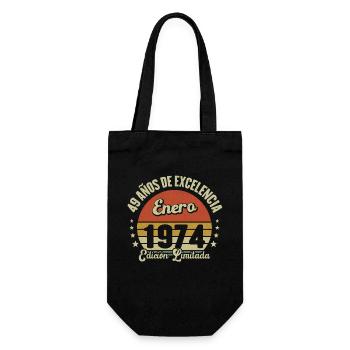 January 1974 Vintage gift of 49 years - Gift Bag for Bottles - black - Front