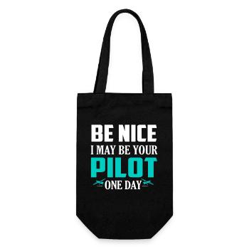 Be Nice I May Be Your Pilot One Day Airline - Gift Bag for Bottles - black - Front