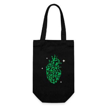 Kleeblatt Herz Herzkrankenschwester St. Patricks - Geschenkbeutel für Flaschen - Schwarz - Vorne