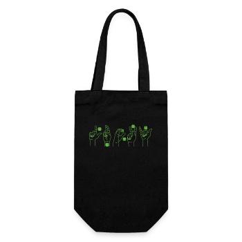 Lucky Sign Language Deaf St Patricks Day Irish - Gift Bag for Bottles - black - Front