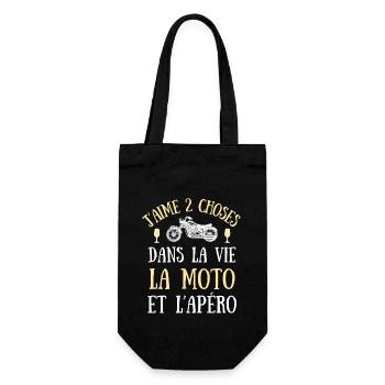moto homme apero humour motard idée cadeau biker - Sac à bouteille - noir - Devant