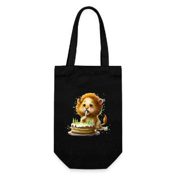 Gâteau d’anniversaire au lion - Sac à bouteille - noir - Devant