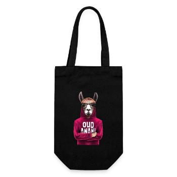 Lama Alpaka - Geschenkbeutel für Flaschen - Schwarz - Vorne