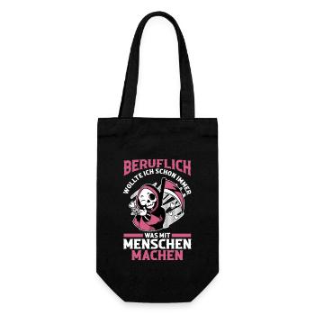 Beruflich Wollte Ich Schon Immer Was Mit Menschen - Geschenkbeutel für Flaschen - Schwarz - Vorne