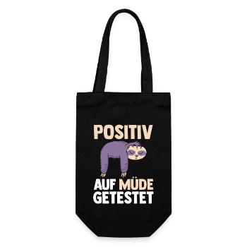 Positiv Auf Müde Getestet Faultier - Geschenkbeutel für Flaschen - Schwarz - Vorne