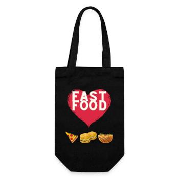 Fast Food Love Liebe Burger Pizza Döner Pommes - Geschenkbeutel für Flaschen - Schwarz - Vorne
