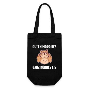 Guten Morgen? Ganz dünnes Eis Böse Katze - Geschenkbeutel für Flaschen - Schwarz - Vorne