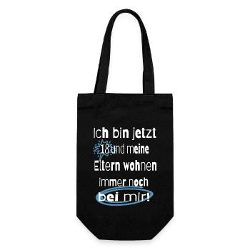 Ich bin jetzt 18 - Geschenkbeutel für Flaschen - Schwarz - Vorne