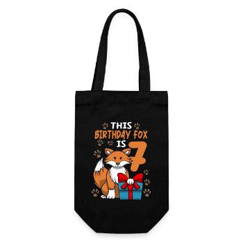 Fuchs Geburtstag 7. Geburtstag Party Mädchen Tierliebhaber - Geschenkbeutel für Flaschen - Schwarz - Vorne