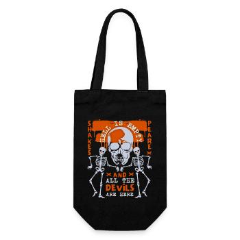 Totenkopf, Tod, Skelett Skull Spruch Shakes peare - Geschenkbeutel für Flaschen - Schwarz - Vorne
