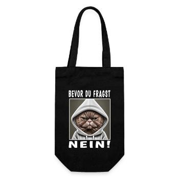 Bevor du fragst nein Katze - Geschenkbeutel für Flaschen - Schwarz - Vorne