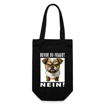 Bevor du fragst nein Hund - Geschenkbeutel für Flaschen - Schwarz - Vorne