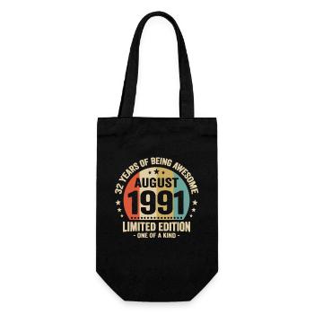 Août 1991 32 Ans Anniversaire Vintage Cadeau - Sac à bouteille - noir - Devant