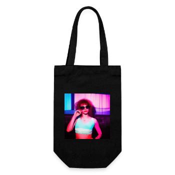 Retrowave Synthwave 80s Character Design - Geschenkbeutel für Flaschen - Schwarz - Vorne