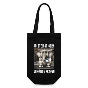 Du stellst gern unnötige Fragen - Geschenkbeutel für Flaschen - Schwarz - Vorne
