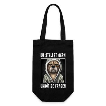 Du stellst gern unnötige Fragen - Geschenkbeutel für Flaschen - Schwarz - Vorne