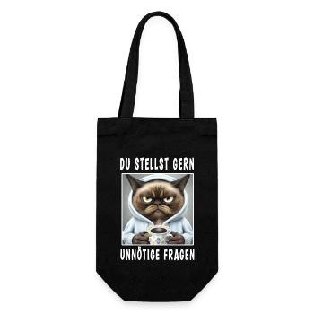 Du stellst gern unnötige Fragen - Geschenkbeutel für Flaschen - Schwarz - Vorne